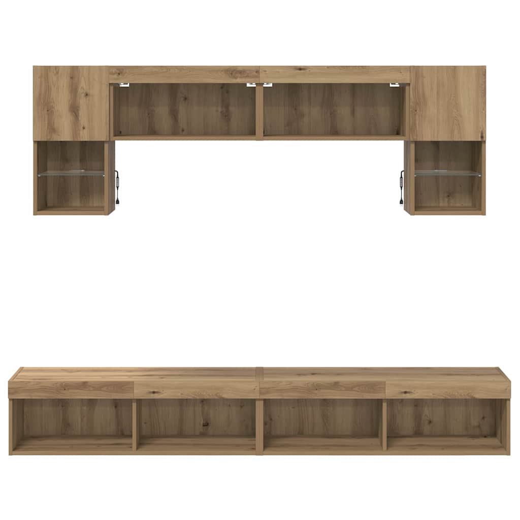 TV Wall Units with LED 6 pcs Artisan Oak Engineered Wood