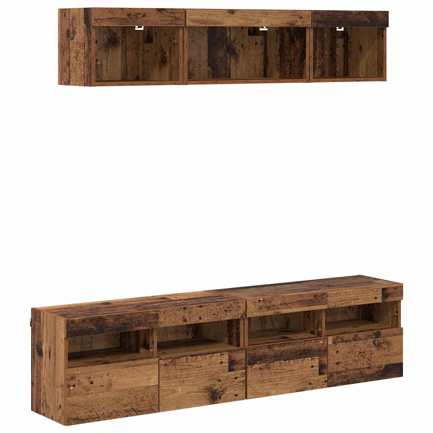 TV Wall Units with LED with LED 5 pcs Old Wood 80 x 30 x 40 cm