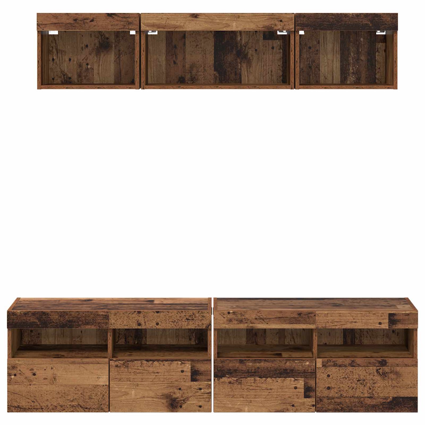 TV Wall Units with LED with LED 5 pcs Old Wood 80 x 30 x 40 cm
