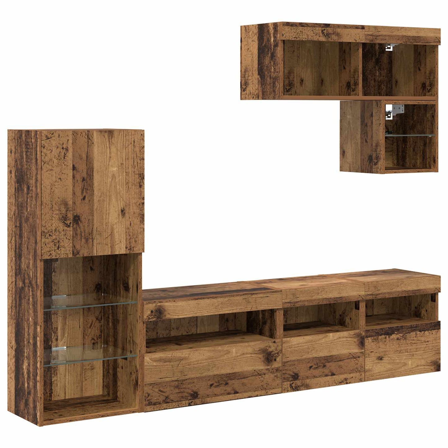 TV Wall Units Wall-mounted 6 pcs Old Wood Engineered Wood
