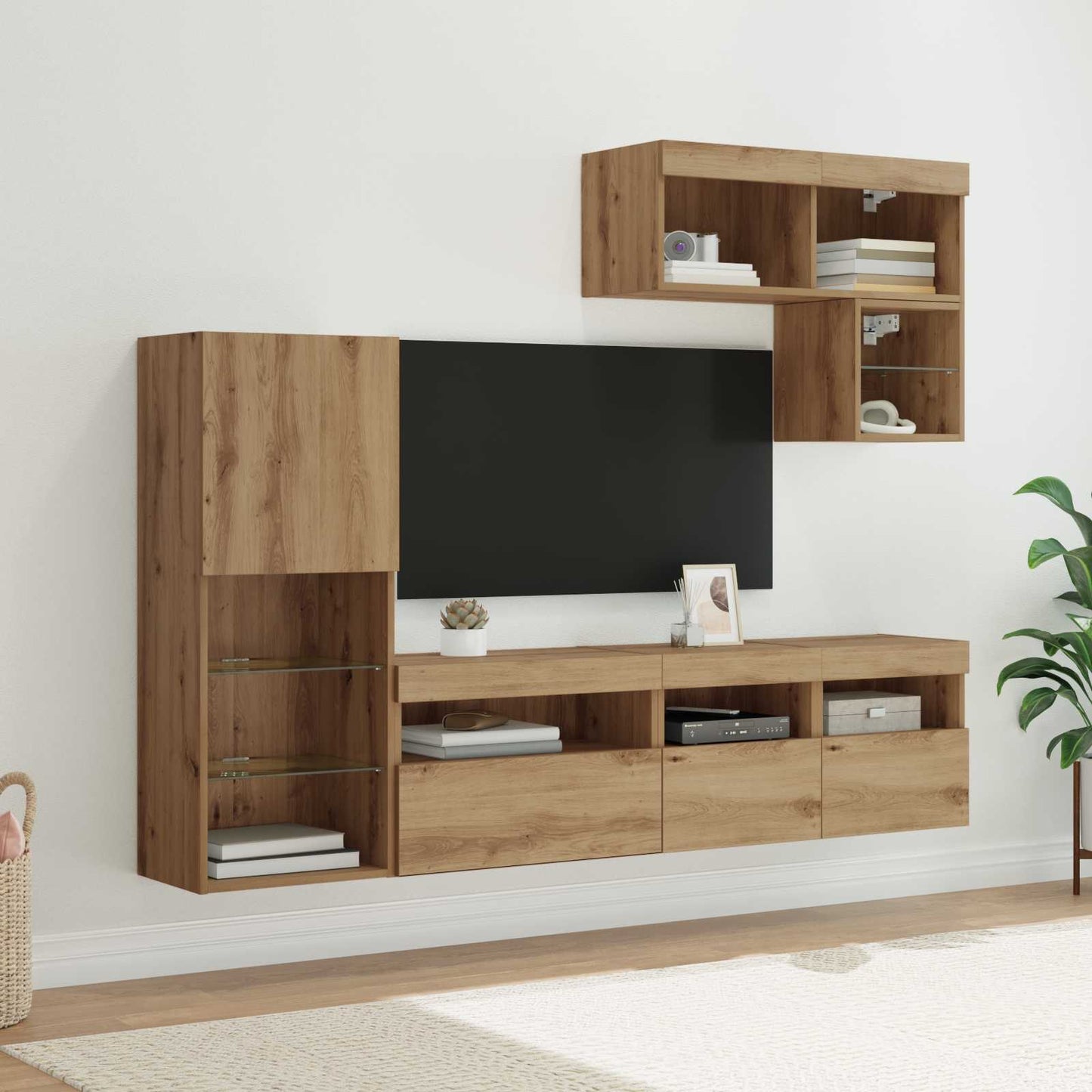 TV Wall Units Wall-mounted 6 pcs Artisan Oak Engineered Wood