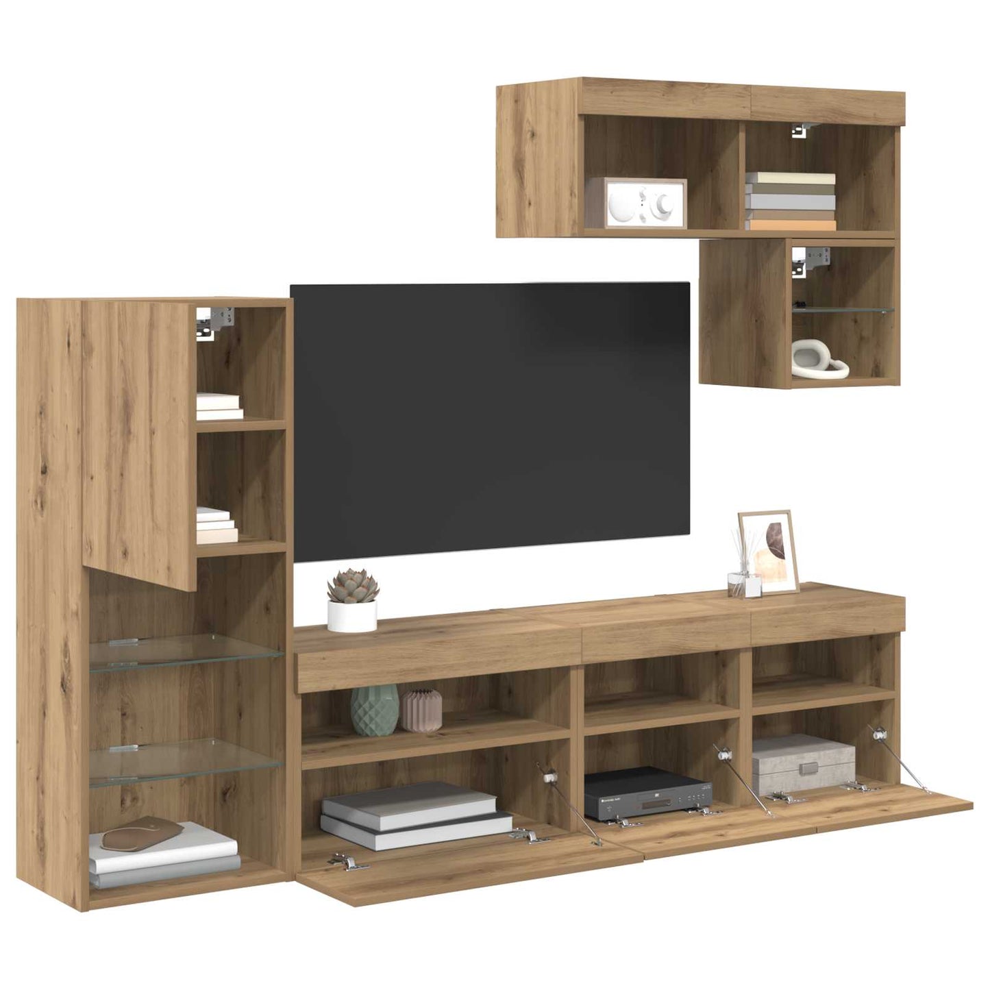 TV Wall Units Wall-mounted 6 pcs Artisan Oak Engineered Wood