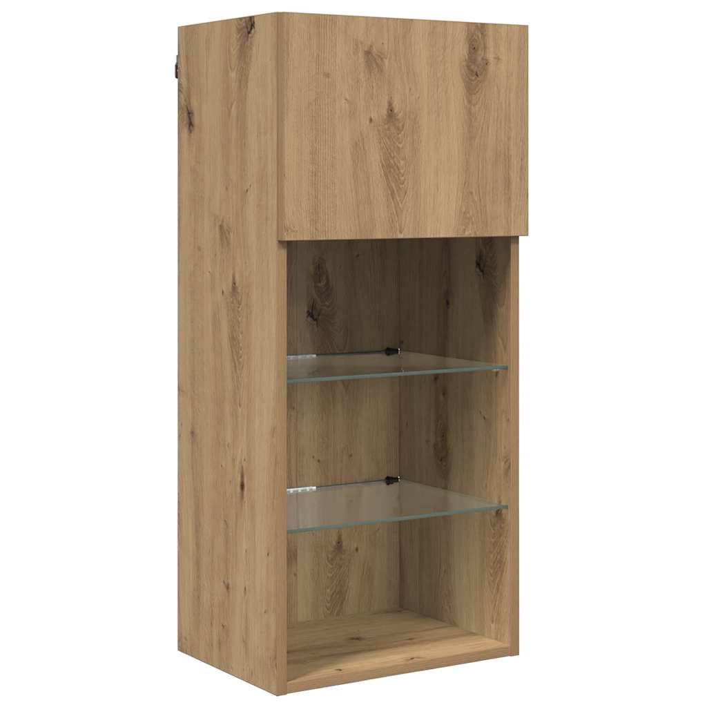 TV Wall Units with LED Artisan Oak Engineered Wood