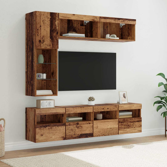 TV Cabinet 7 pcs Old Wood Engineered Wood