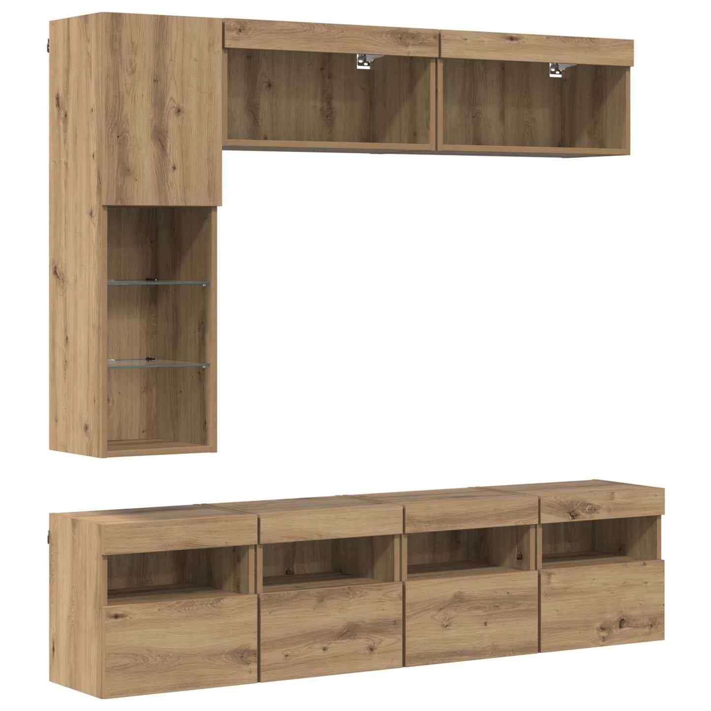 TV Cabinet with LED 7 pcs Artisan Oak Engineered Wood