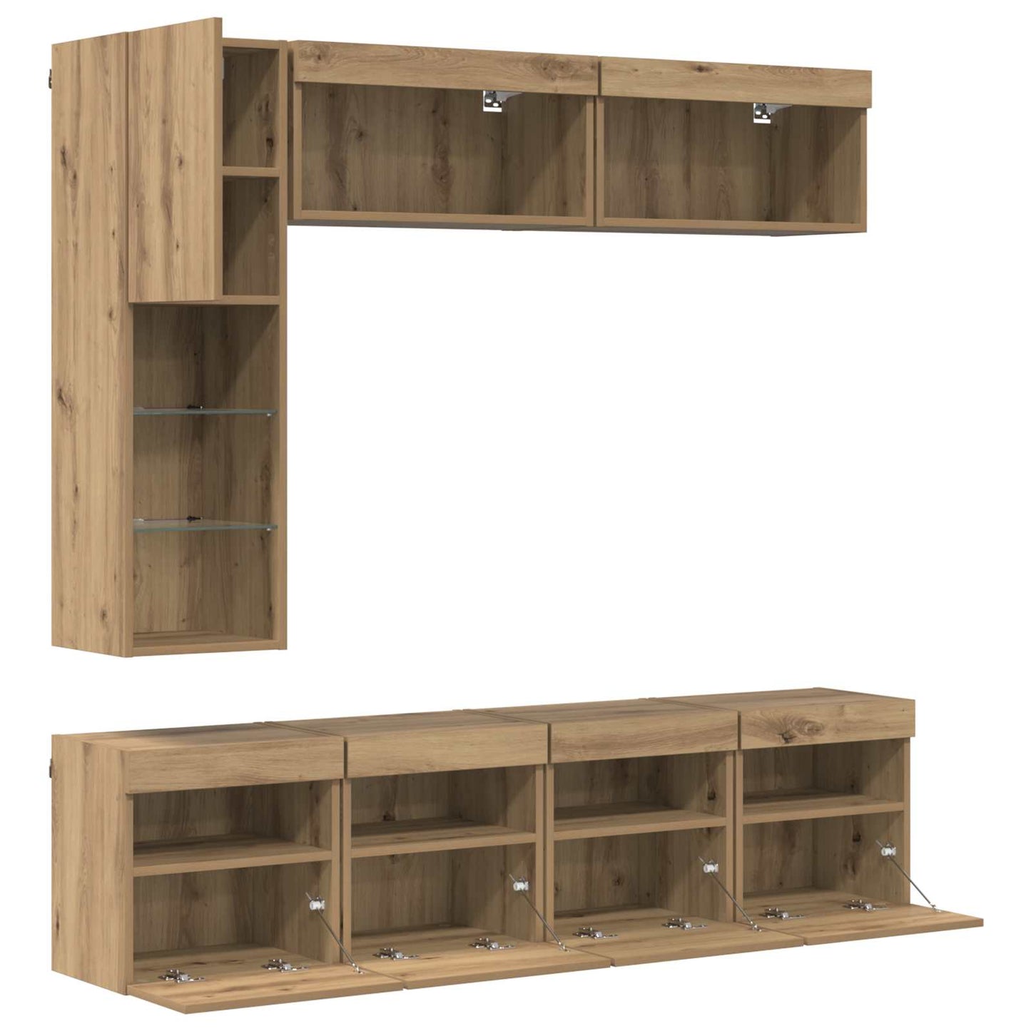 TV Cabinet with LED 7 pcs Artisan Oak Engineered Wood