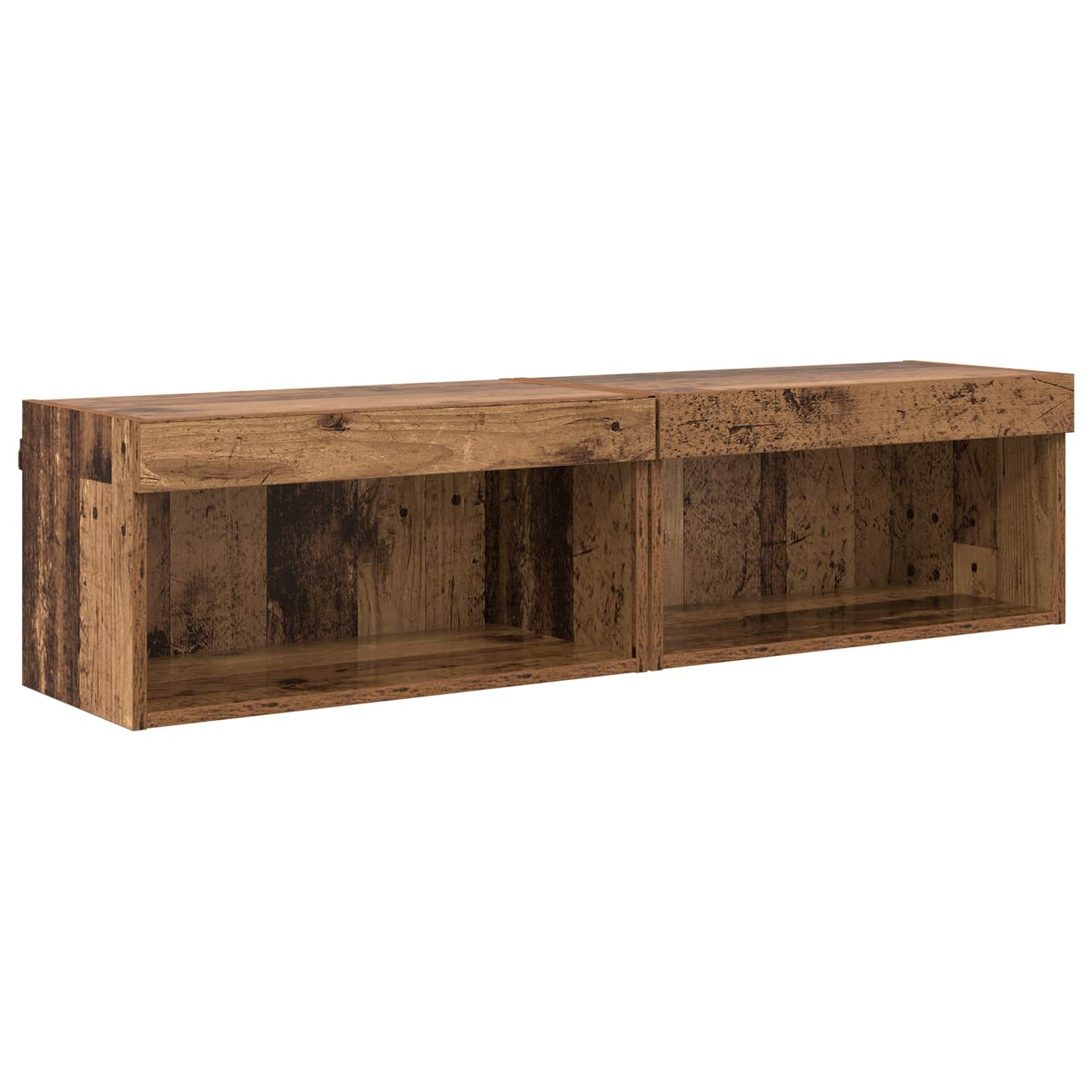 TV Wall Cabinet Set with LED 6 pcs Old Wood Engineered Wood