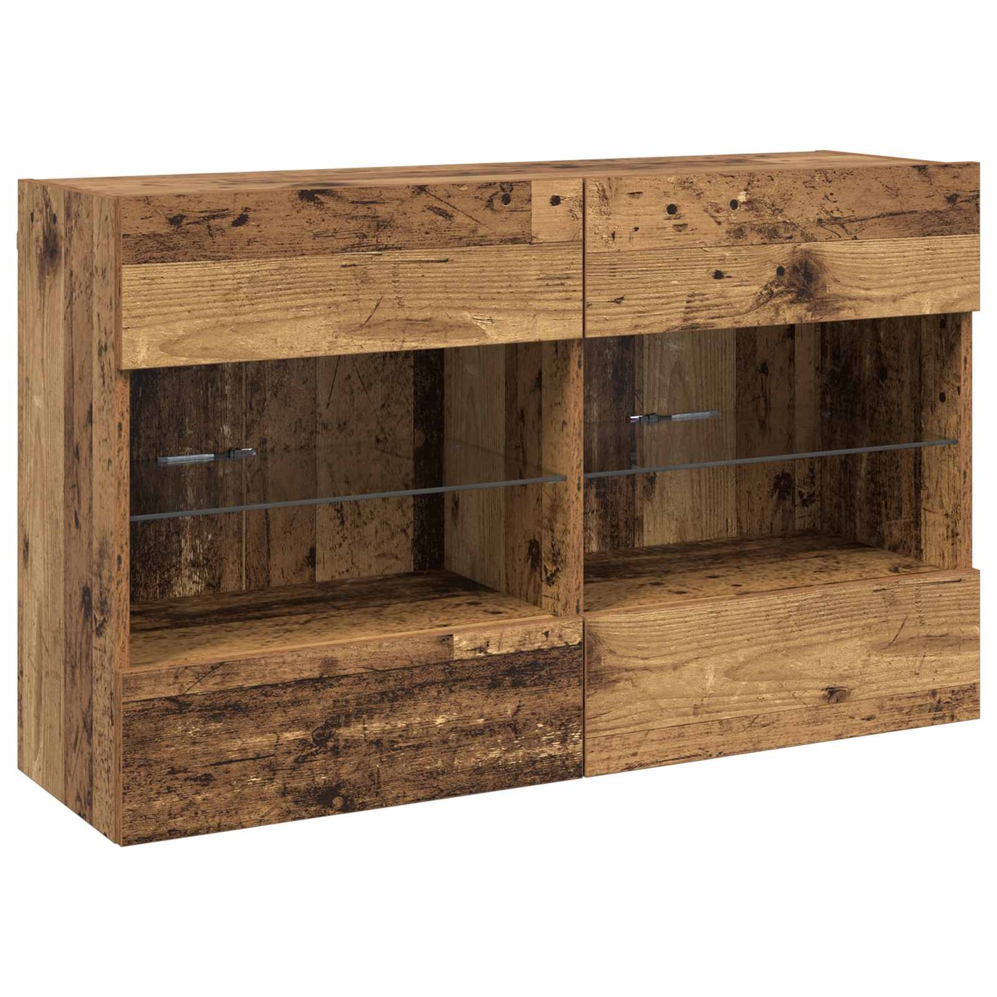 TV Wall Cabinet Set with LED 6 pcs Old Wood Engineered Wood