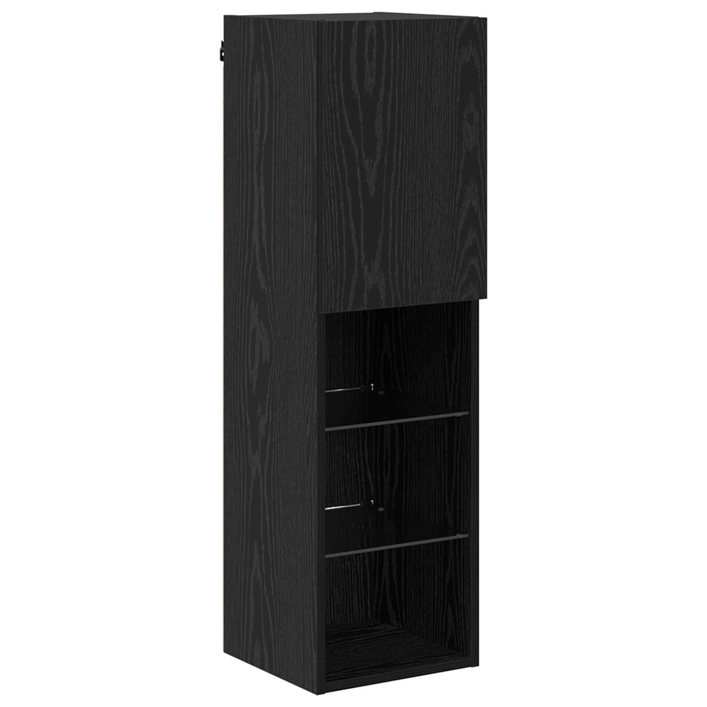 TV Wall Cabinet Set with LED 6 pcs Black Oak Engineered Wood