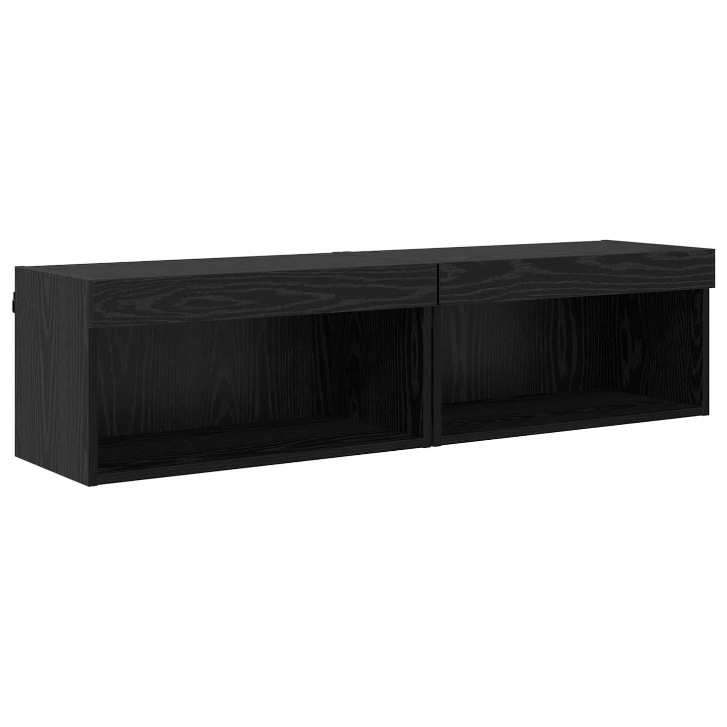 TV Wall Cabinet Set with LED 6 pcs Black Oak Engineered Wood