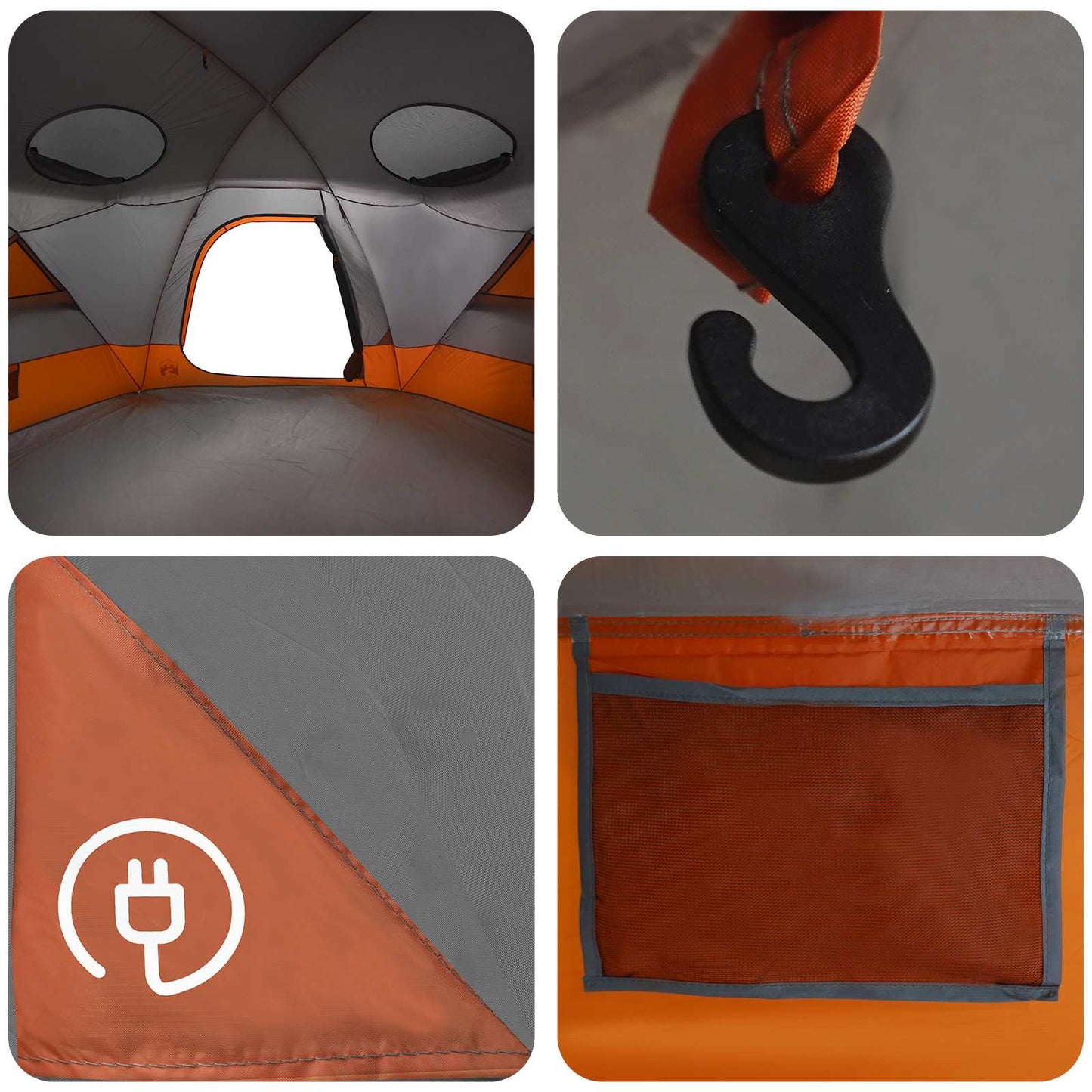 Dome Tent with Removable Rainfly Grey and Orange 12-Person