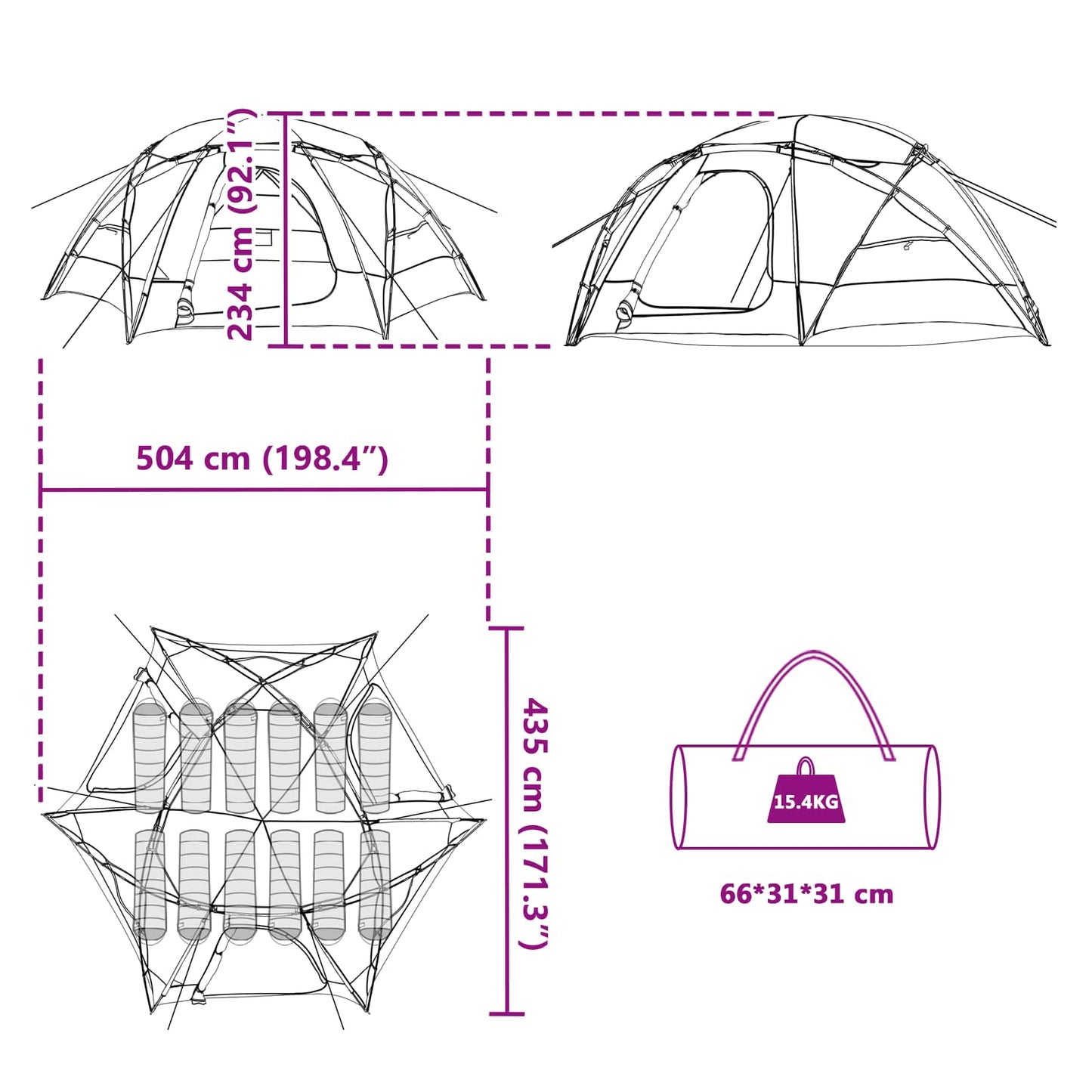 Dome Tent with Removable Rainfly Grey and Orange 12-Person