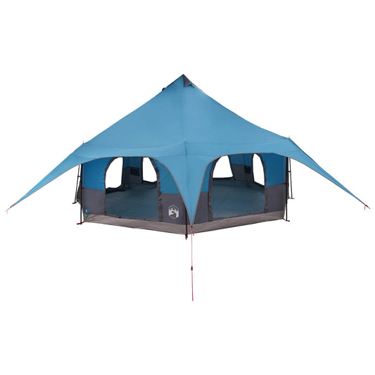 Family Tent 10-Person Blue 185T Polyester with PU Coating