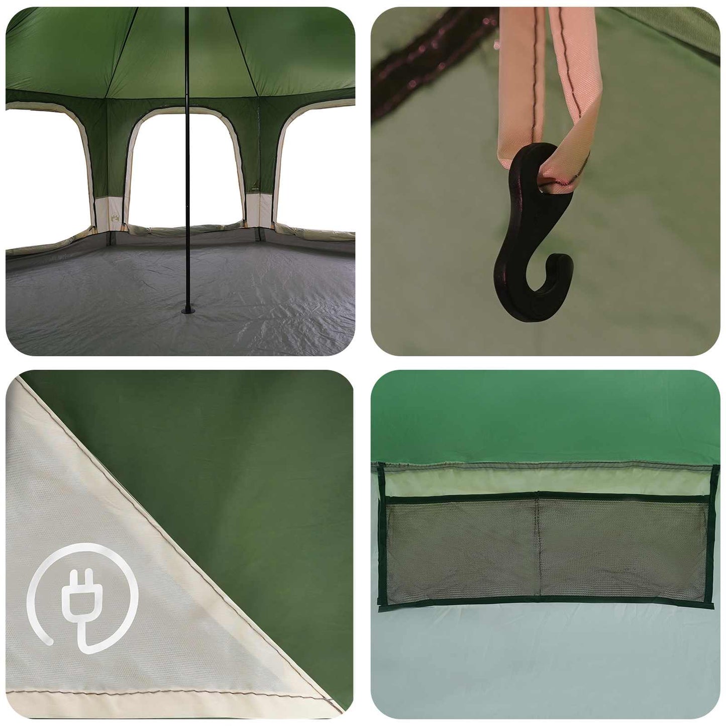 Family Tent Green 5-Person 185T Polyester with PU Coating