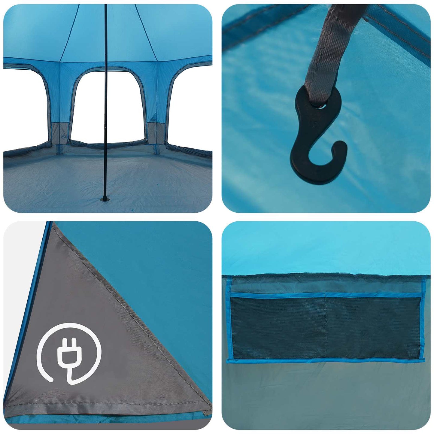 Family Tent Blue 5-Person 185T Polyester with PU Coating