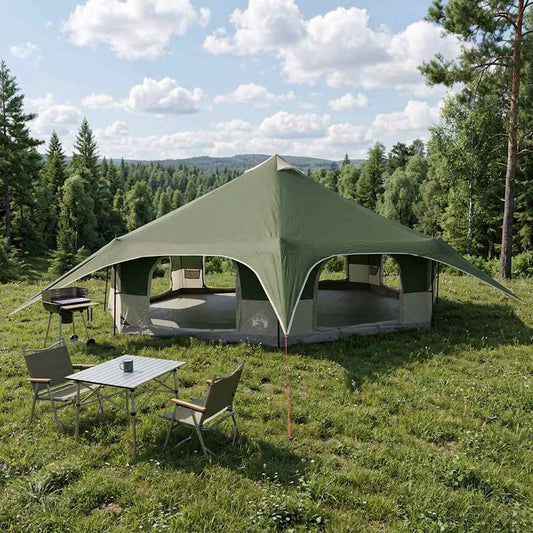 Family Tent Green 18-Person 185T Polyester with PU Coating