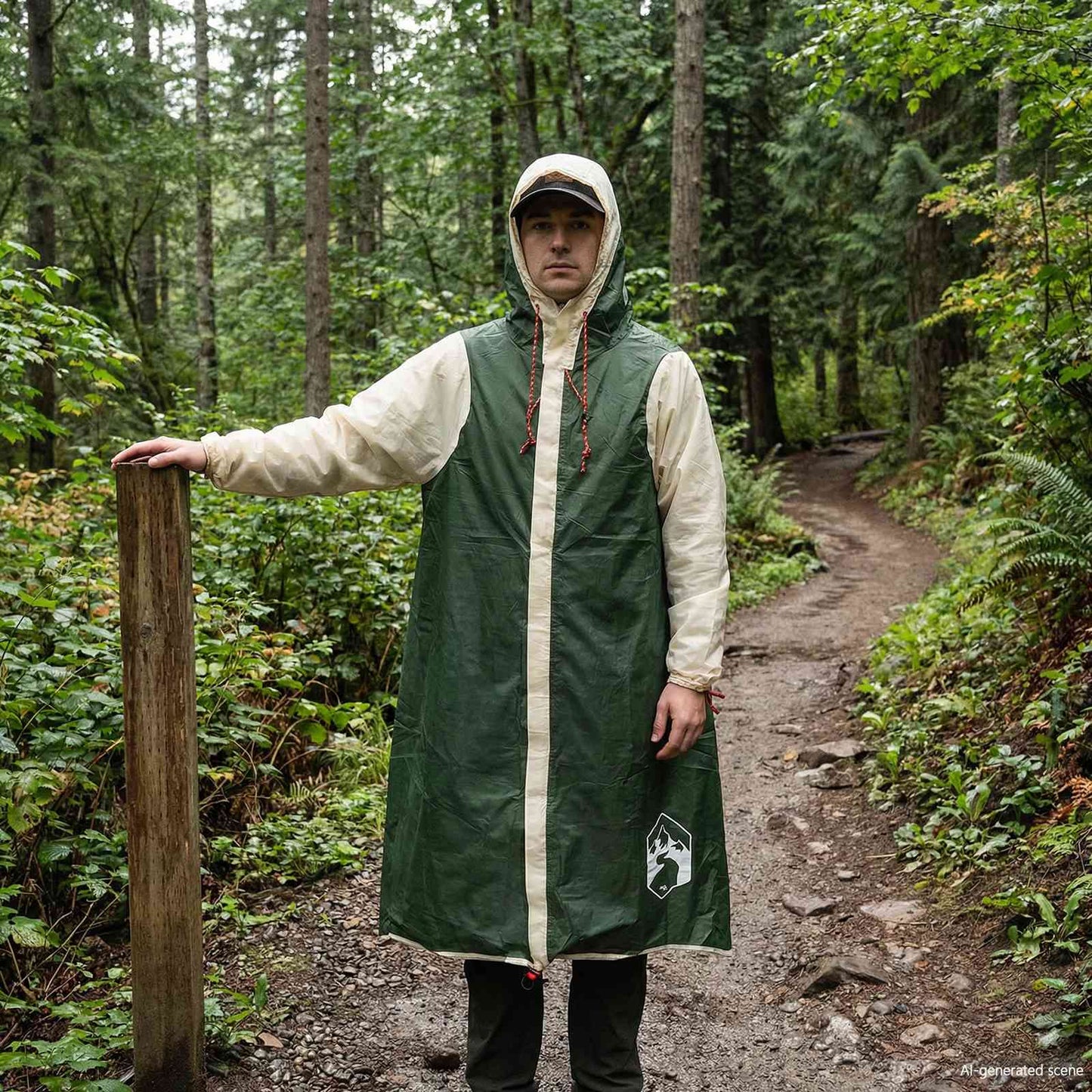 2-in-1 Rain Poncho with Hood Green 262 x 126 x 130 cm