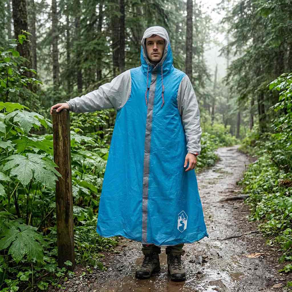 2-in-1 Rain Poncho with Hood Blue 262 x 126 x 130 cm