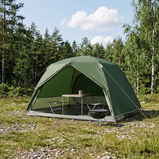 Backpacking Tent Green 2-Person 185T Polyester with PU Coating