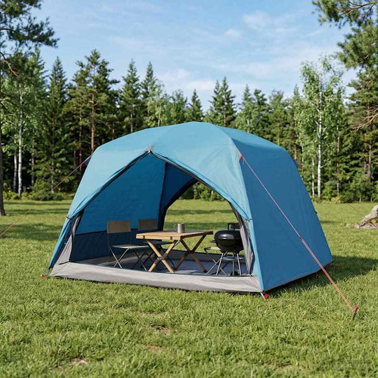 Backpacking Tent Blue 2-Person 185T Polyester with PU Coating