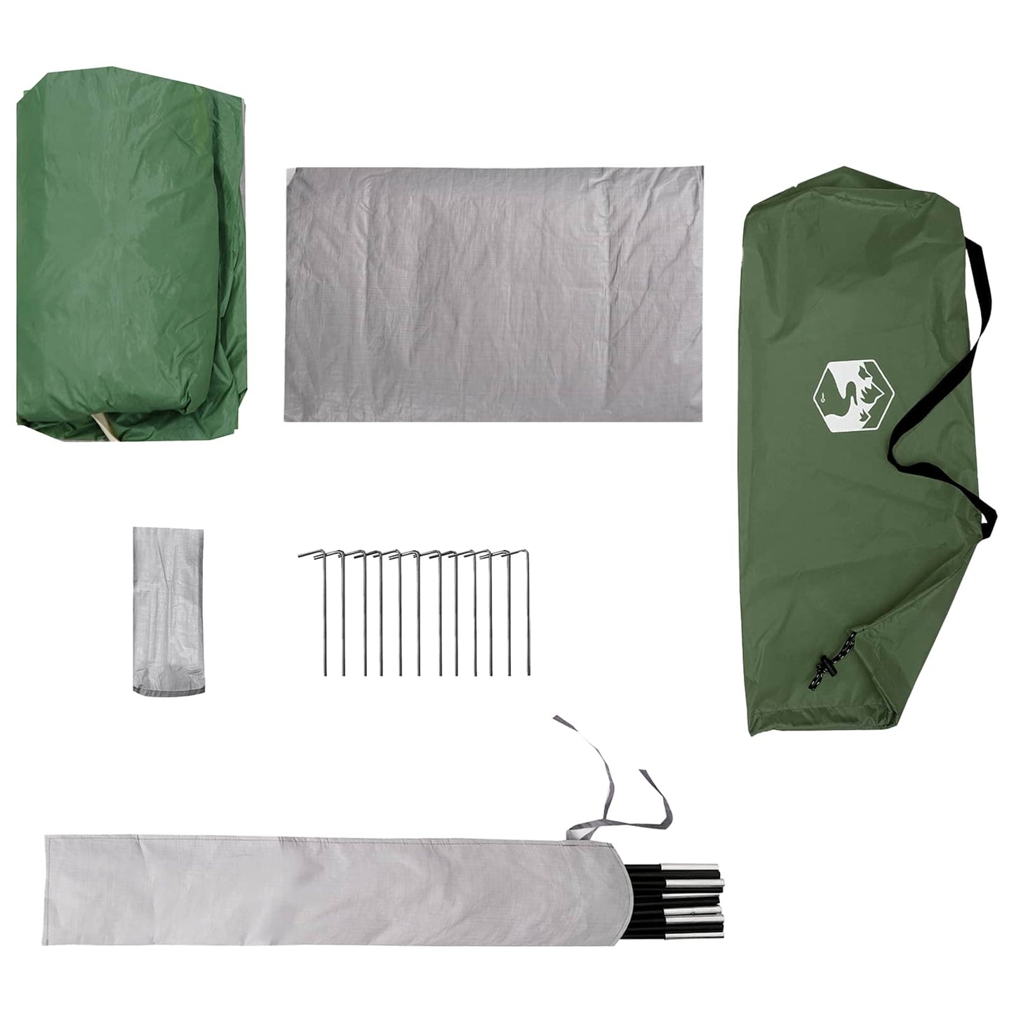 Backpacking Tent Green 4-Person 185T Polyester with PU Coating