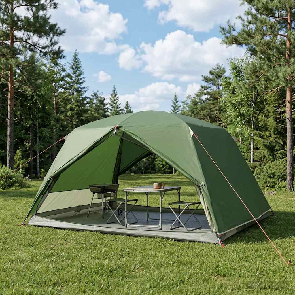 Backpacking Tent Green 4-Person 185T Polyester with PU Coating