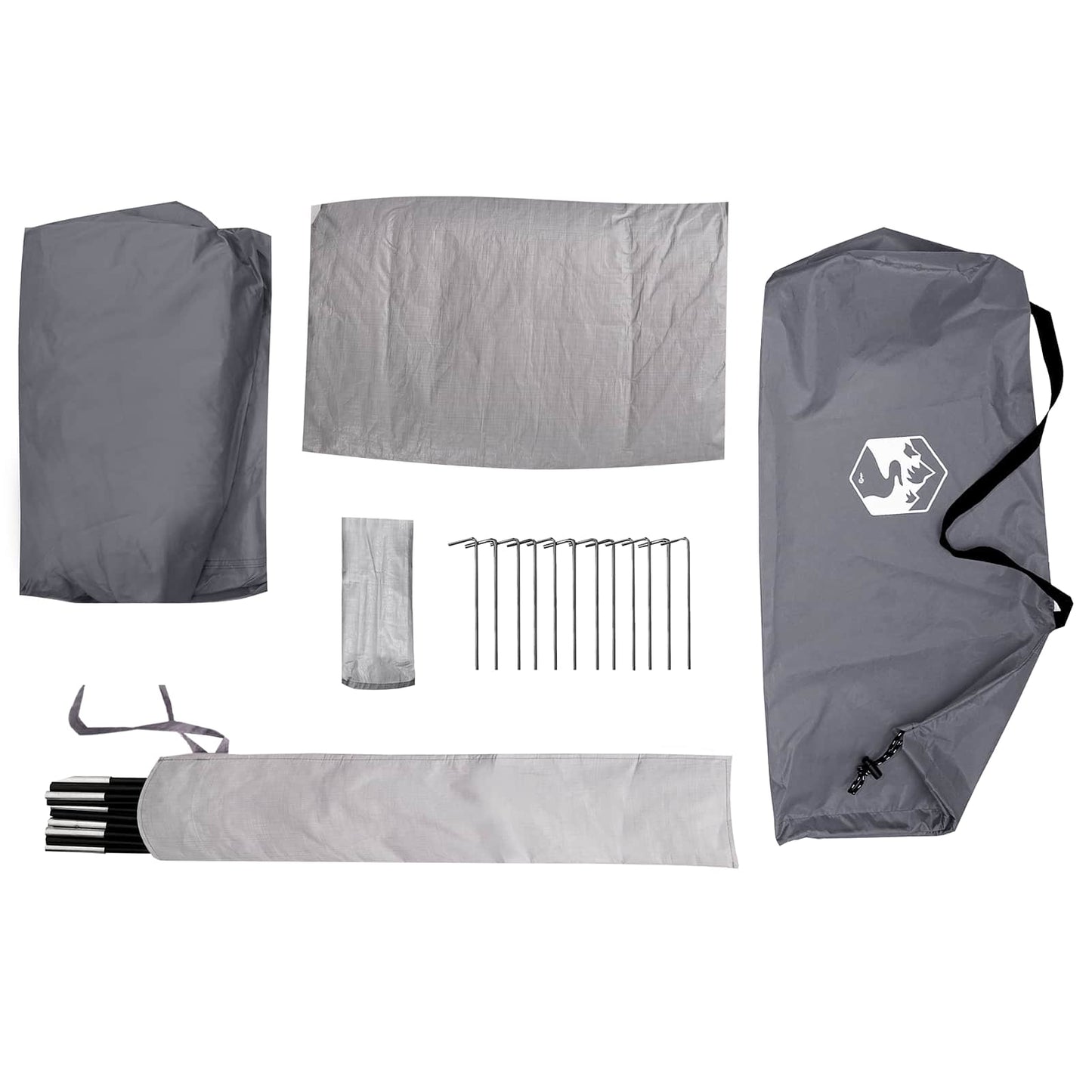 Backpacking Tent Grey and Orange 222 x 85 x 125 cm