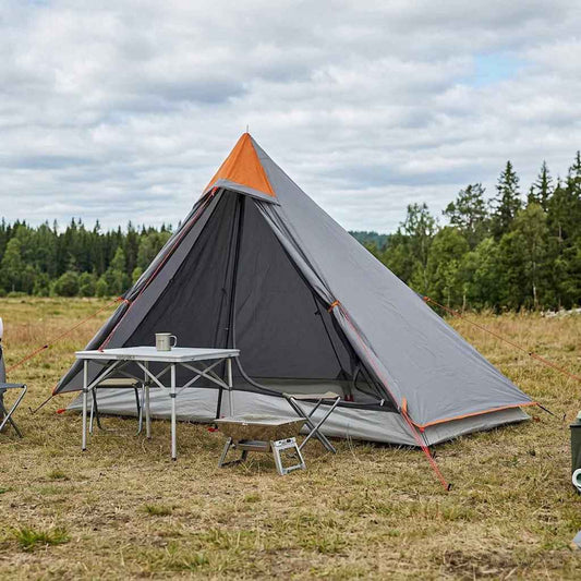 Backpacking Tent Grey and Orange 222 x 85 x 125 cm