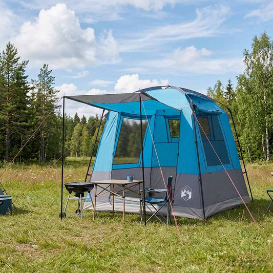 Party Tent Blue 4-Person 185T Polyester with PU Coating