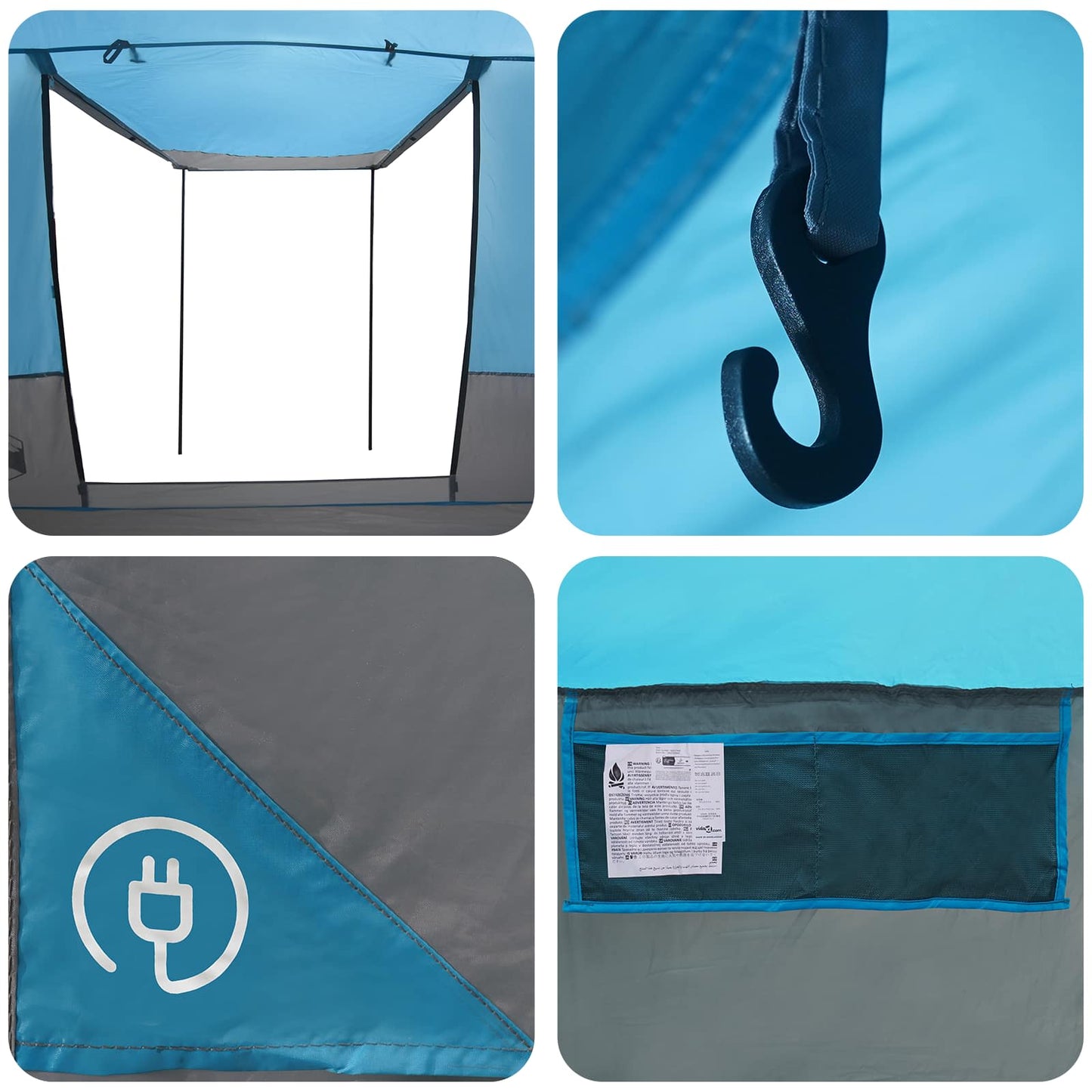 Party Tent Blue 10-Person 185T Polyester with PU Coating