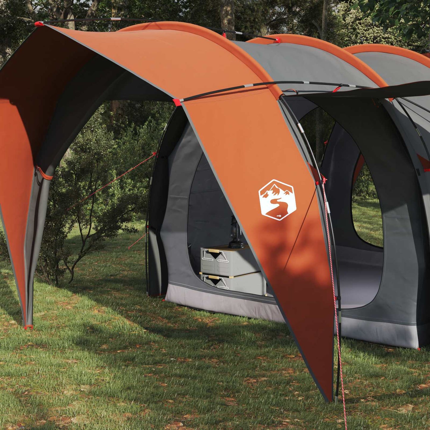 Tunnel Tent Grey and Orange 382 x 262 x 214 cm