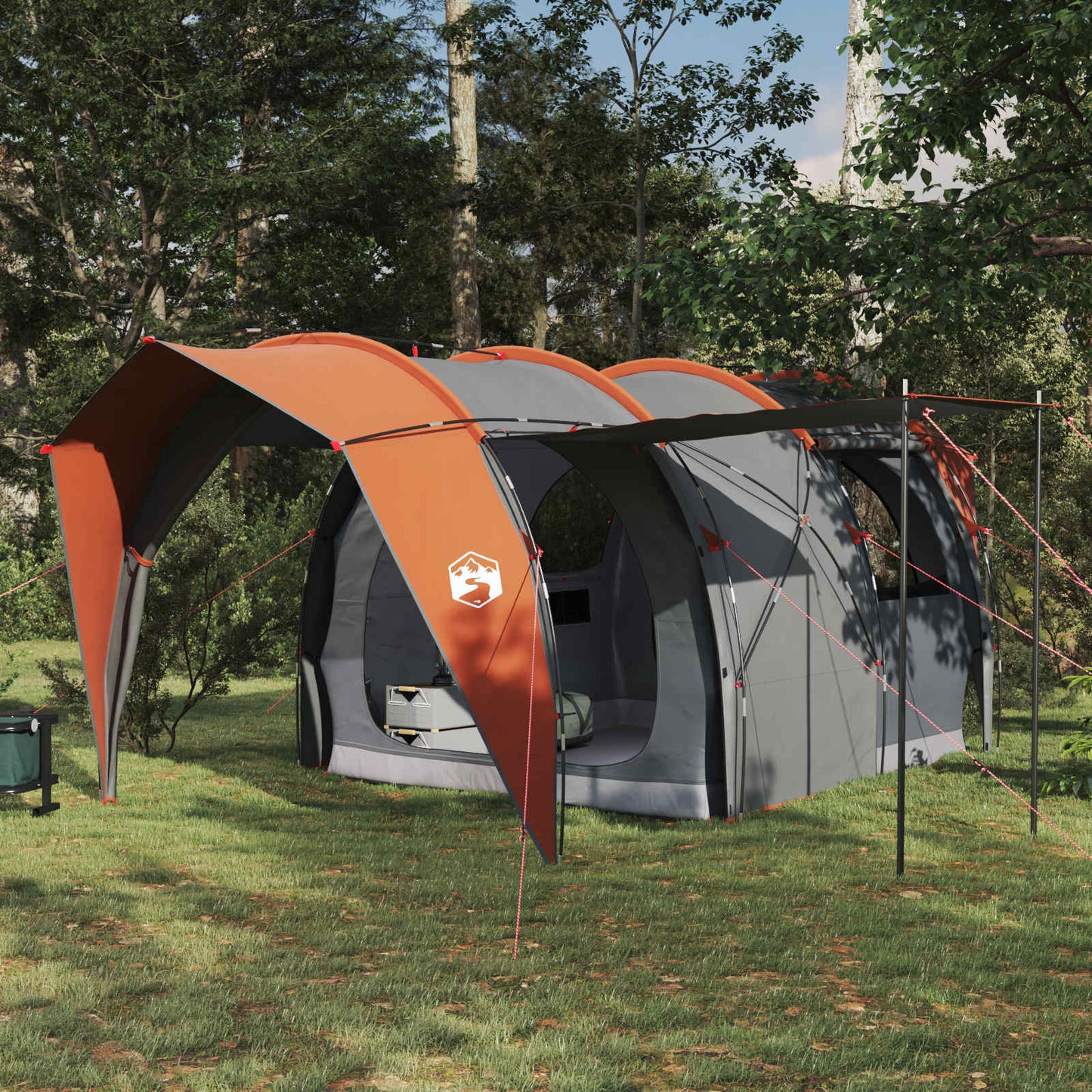 Tunnel Tent Grey and Orange 382 x 262 x 214 cm