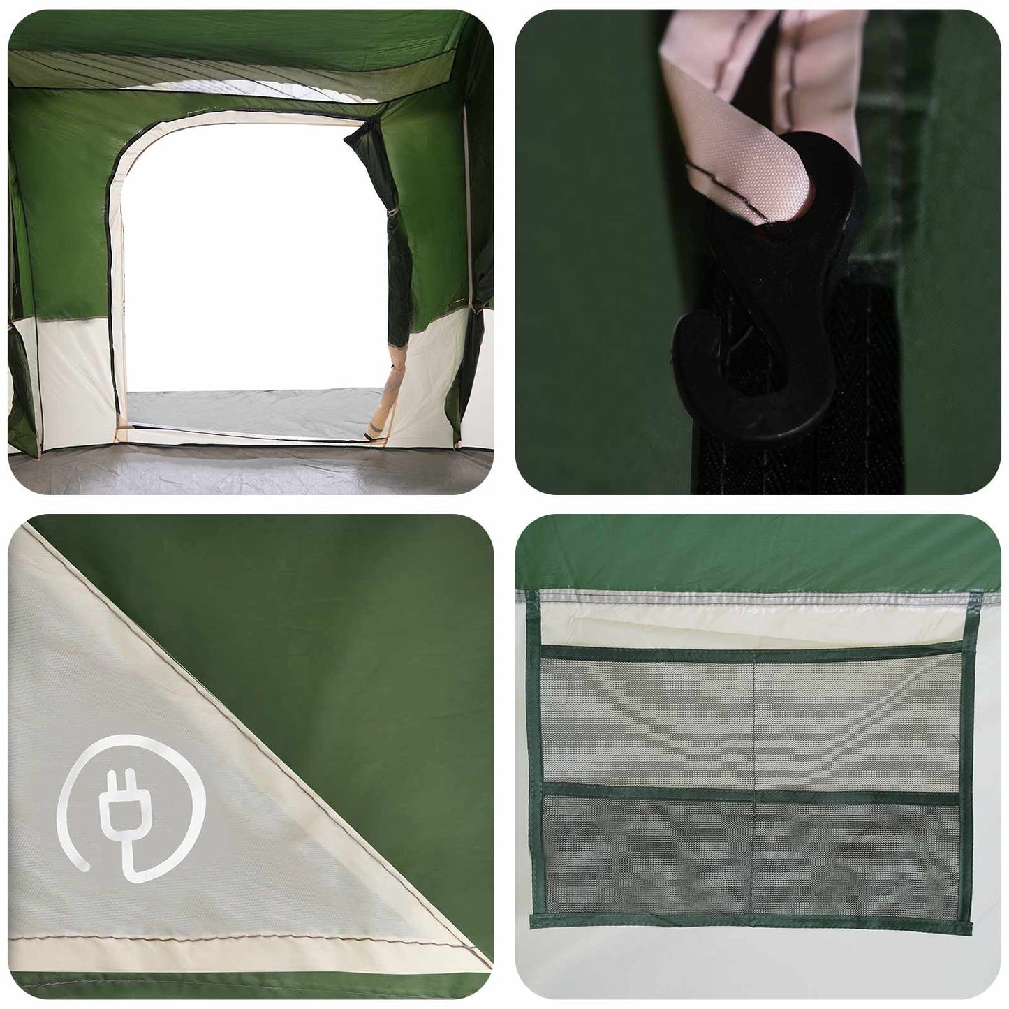Family Tent with Rainfly Water-resistant tunnel Green 18-Person