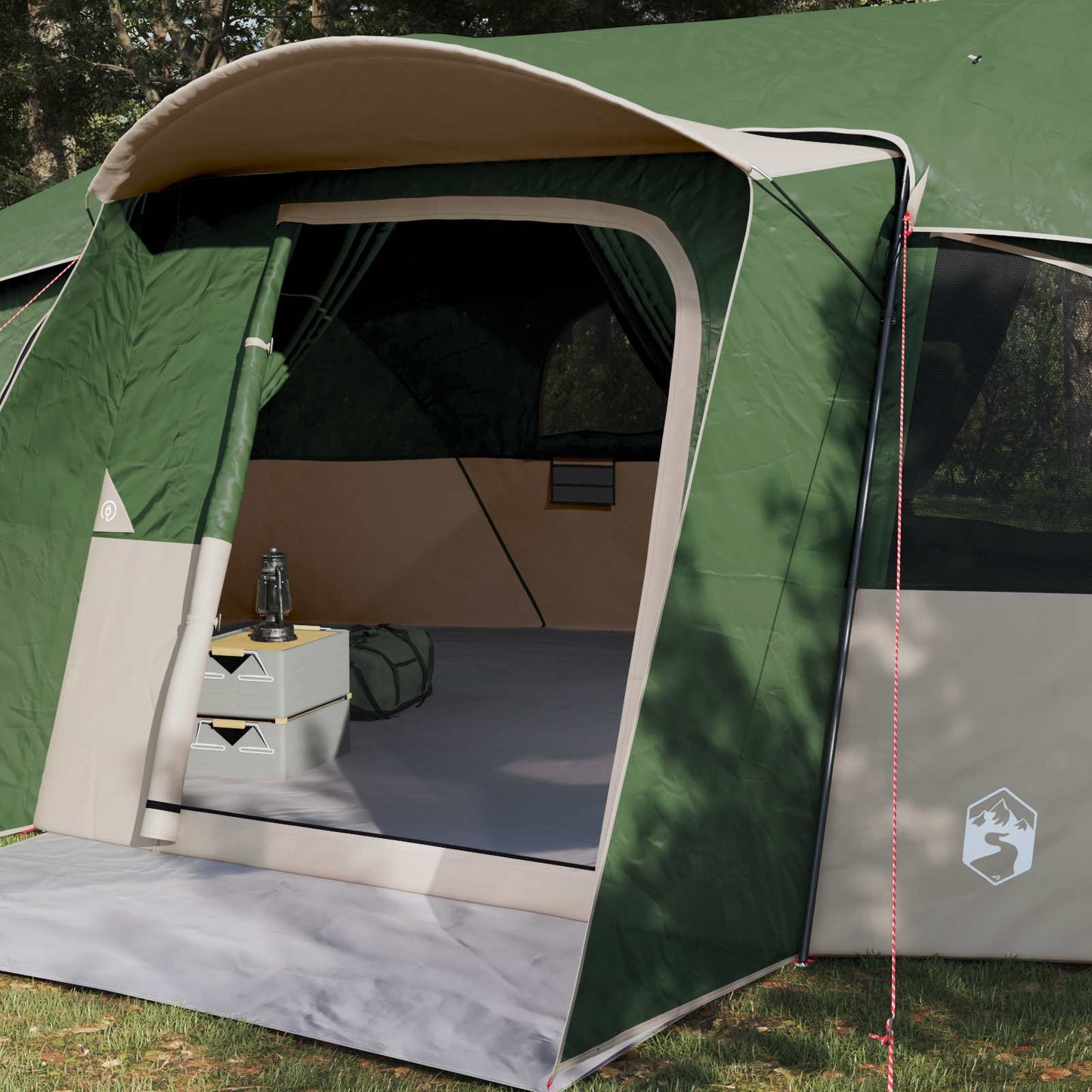 Family Tent with Rainfly Water-resistant tunnel Green 18-Person