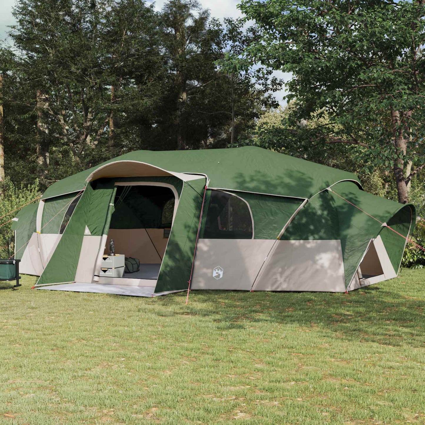 Family Tent with Rainfly Water-resistant tunnel Green 18-Person