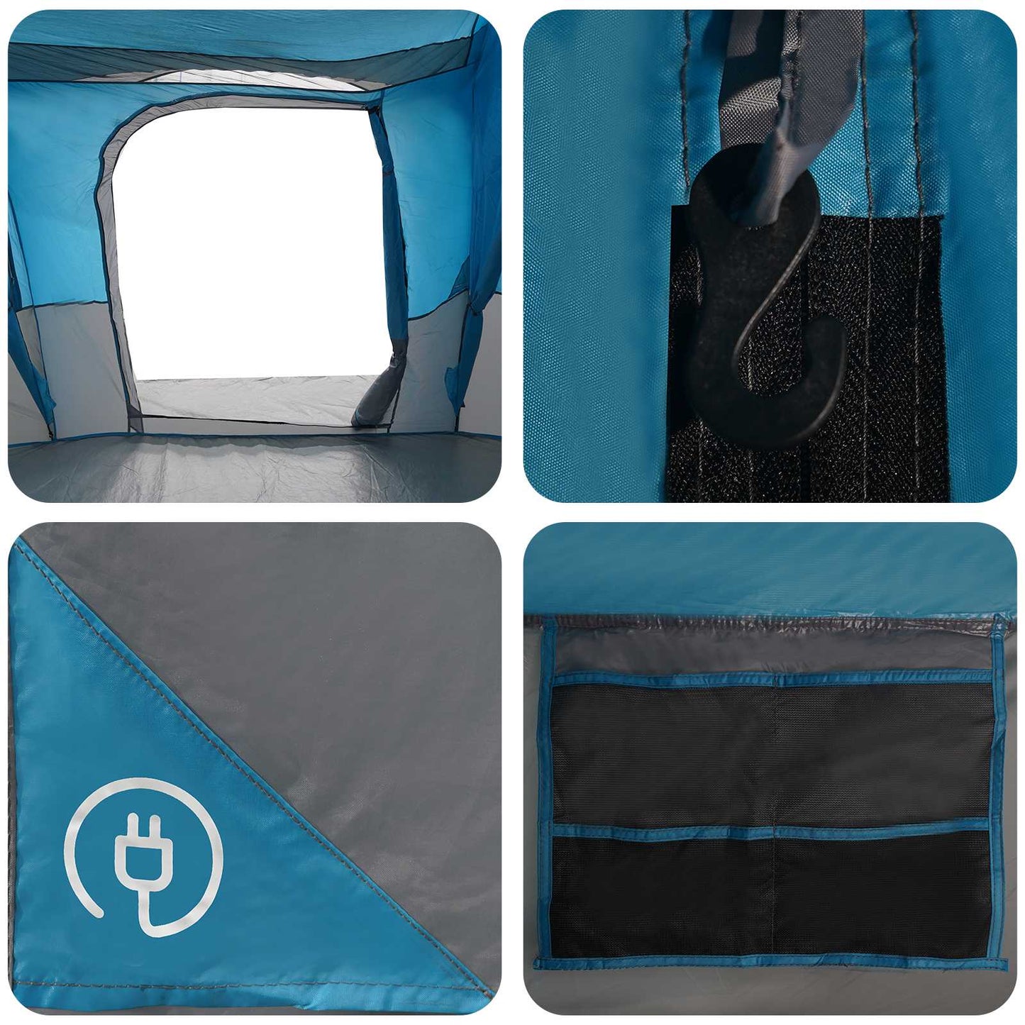 Family Tent with Rainfly Water-resistant tunnel Blue 18-Person
