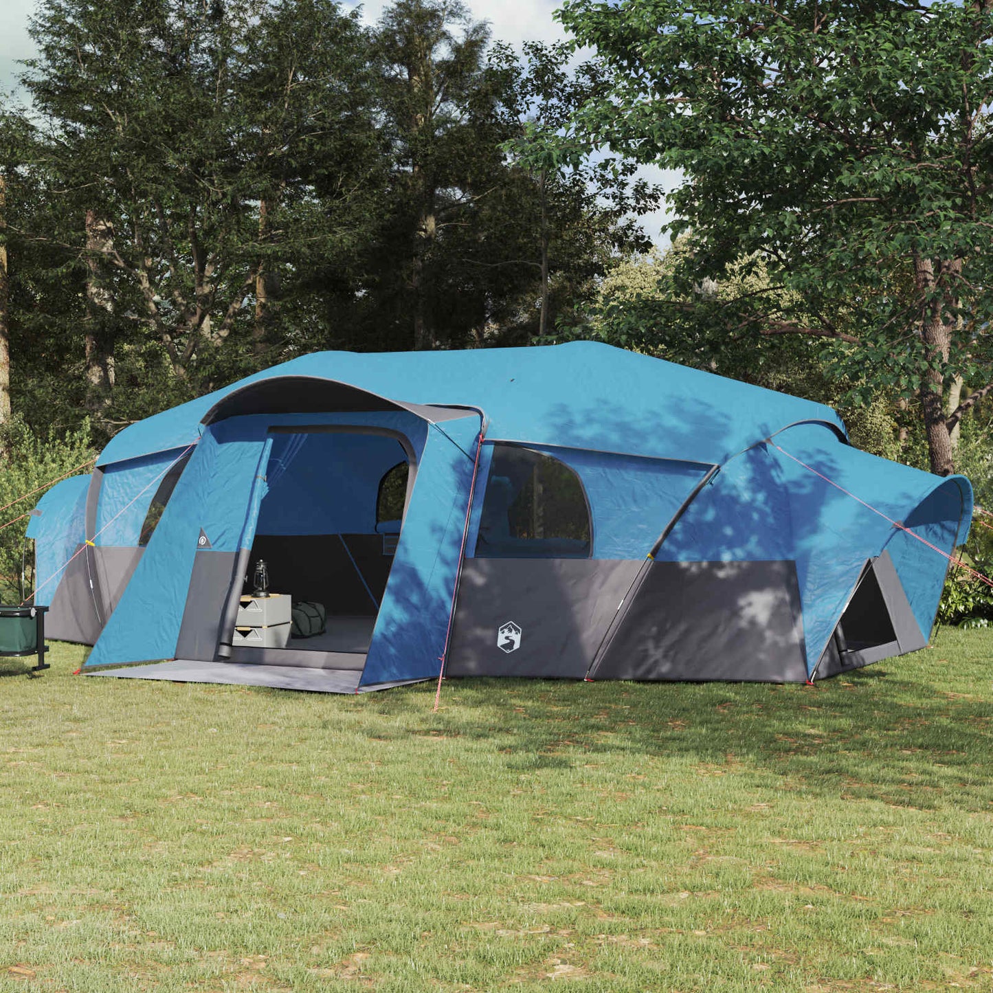 Family Tent with Rainfly Water-resistant tunnel Blue 18-Person