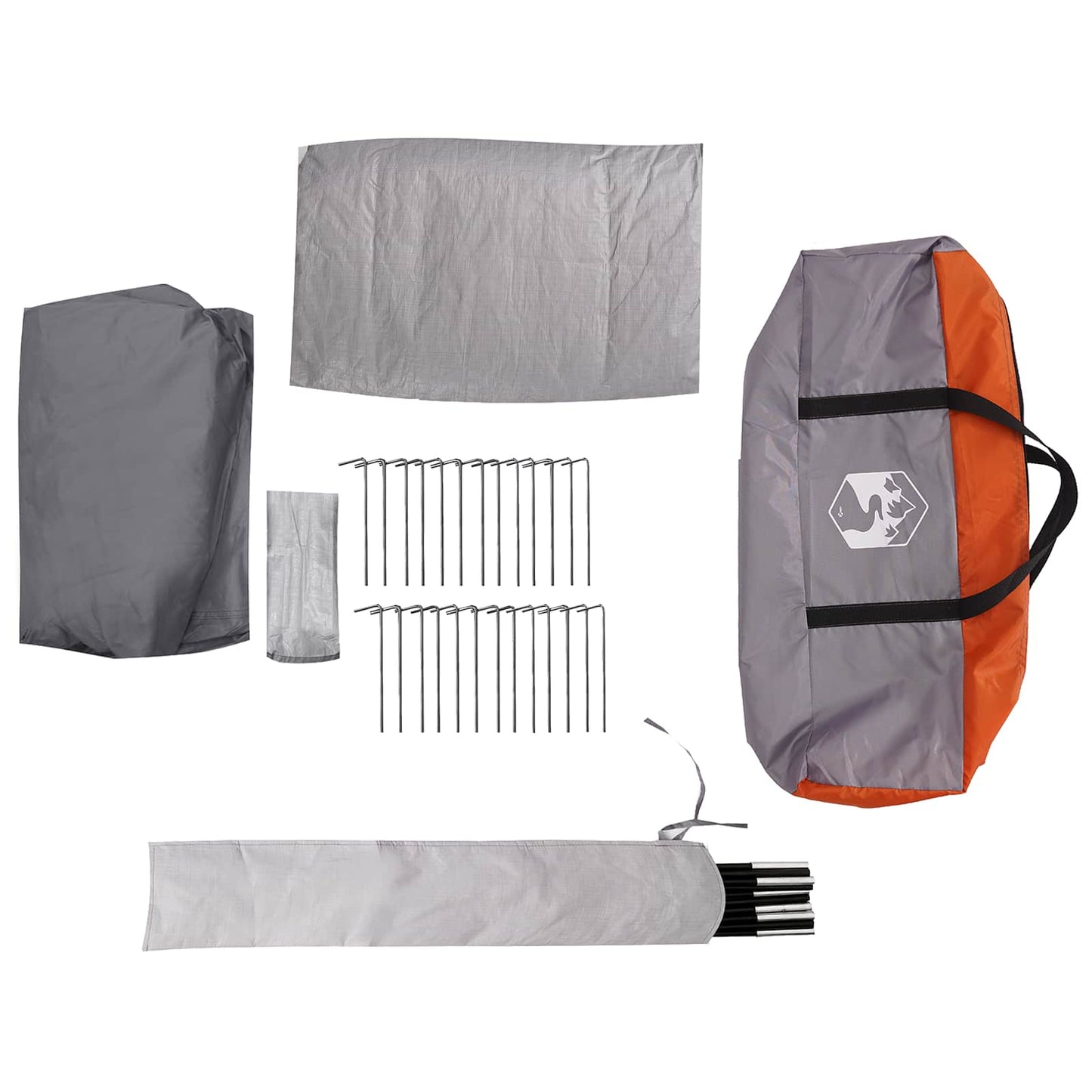 Family Tent with Rainfly Water-resistant tunnel Grey and Orange