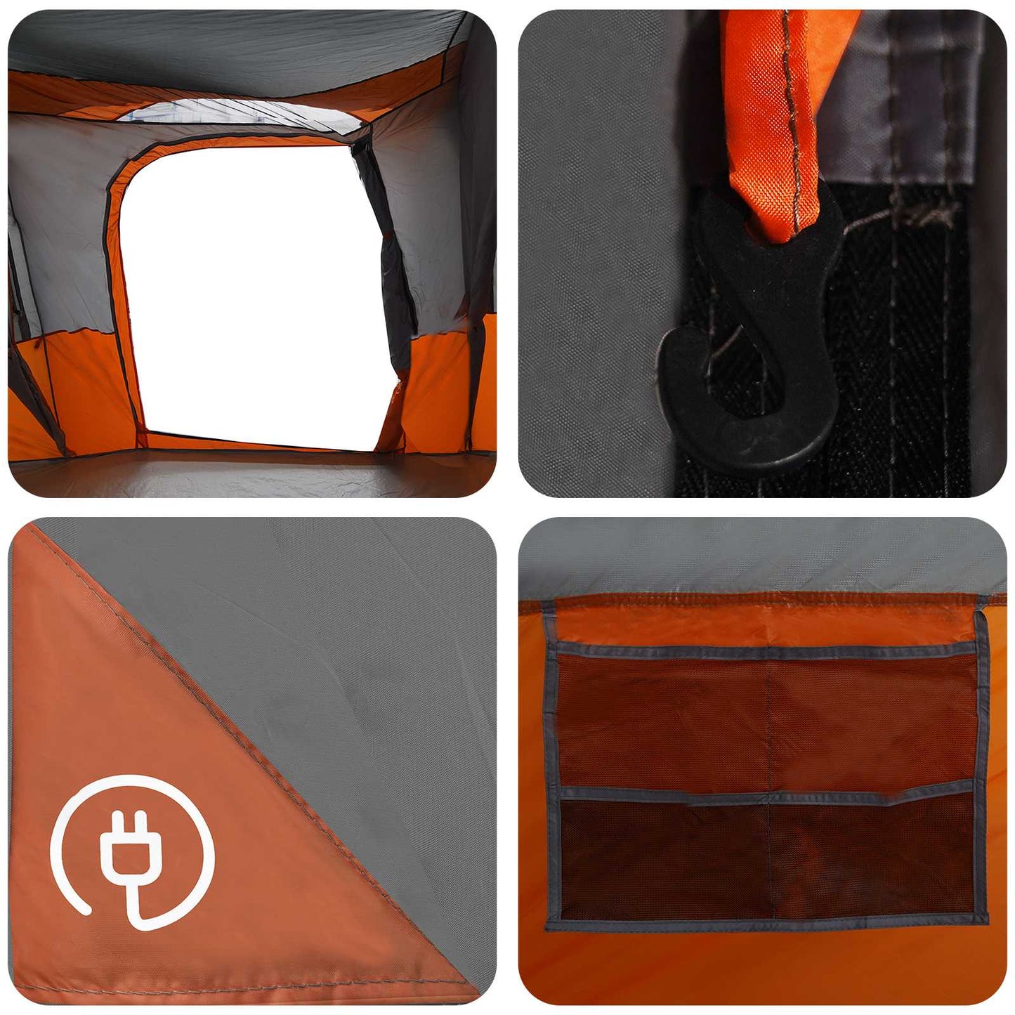 Family Tent with Rainfly Water-resistant tunnel Grey and Orange