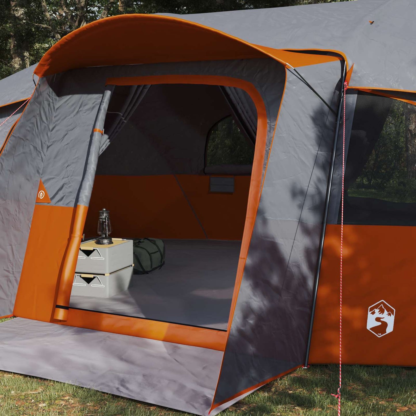 Family Tent with Rainfly Water-resistant tunnel Grey and Orange