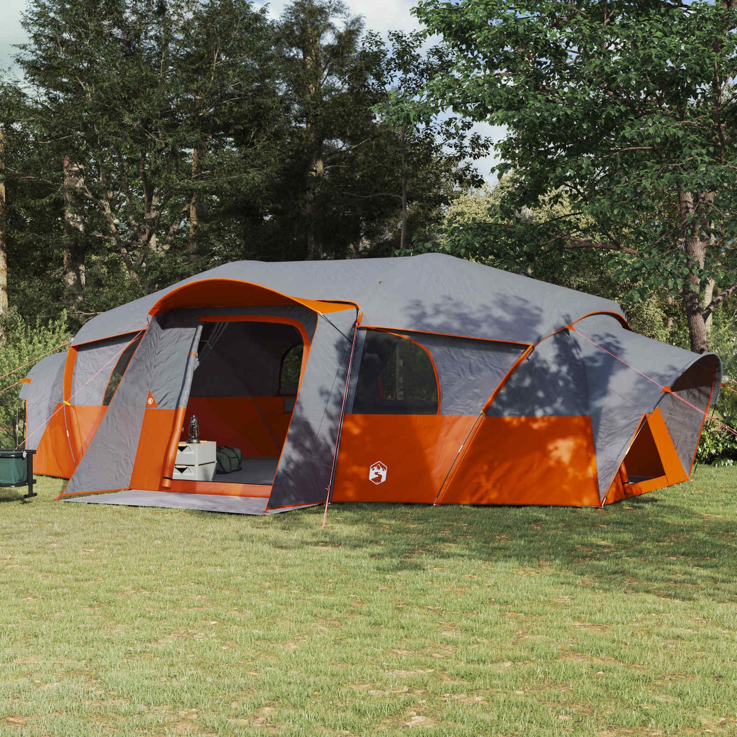 Family Tent with Rainfly Water-resistant tunnel Grey and Orange