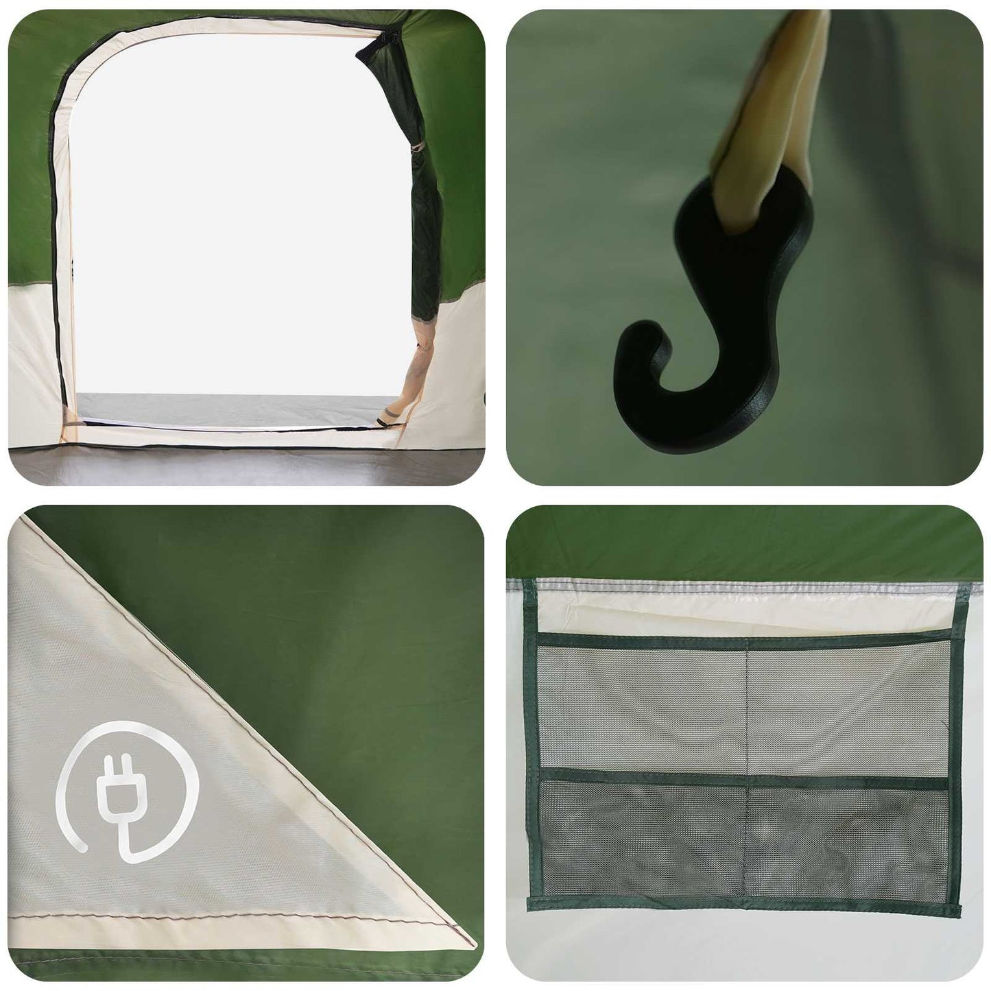 Family Tent with Rainfly Water-resistant 10-Person Green