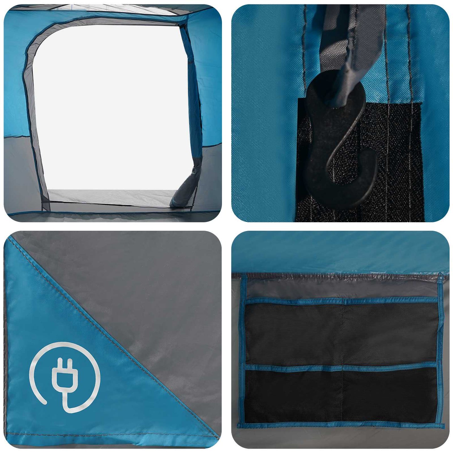 Family Tent with Rainfly Water-resistant 10-Person Blue