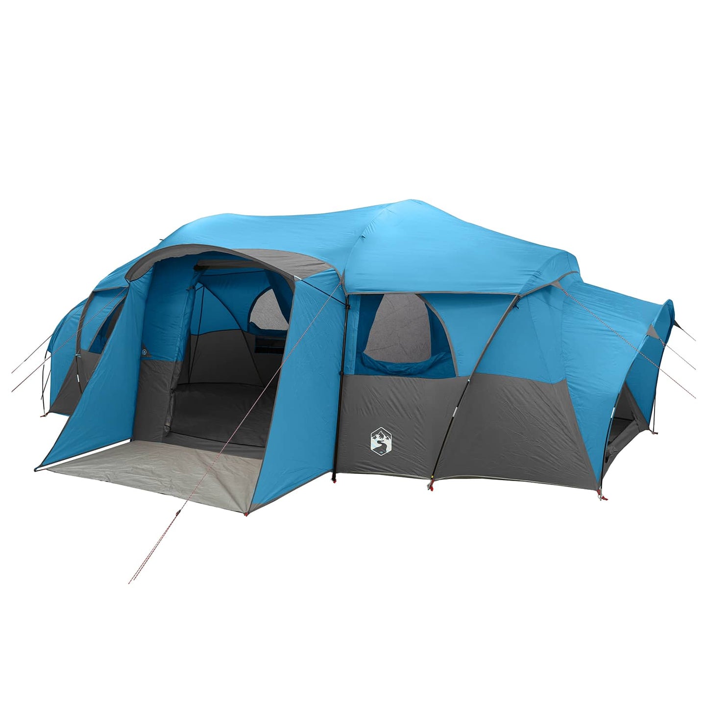 Family Tent with Rainfly Water-resistant tunnel Blue 10-Person