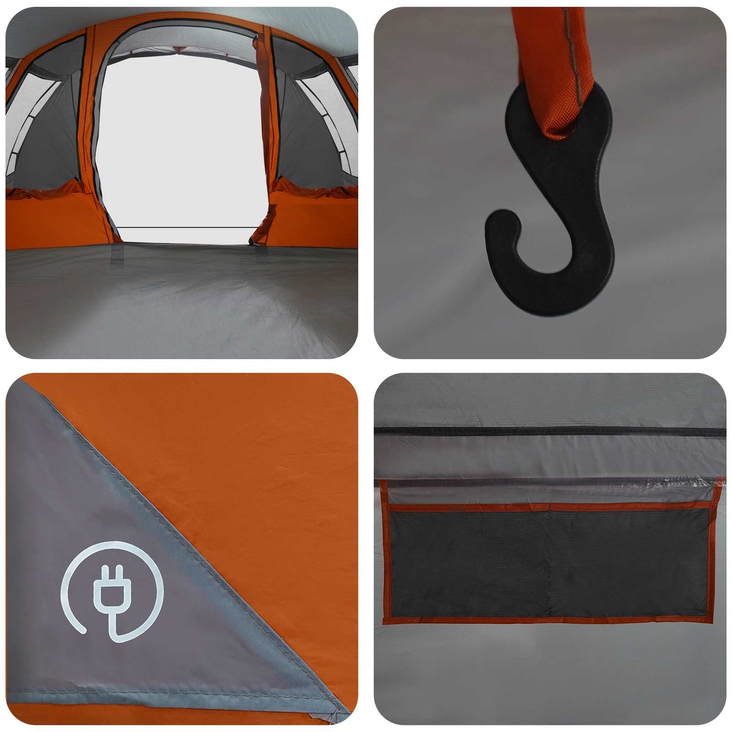 Tunnel Tent Grey and Orange 675 x 392 x 210 cm
