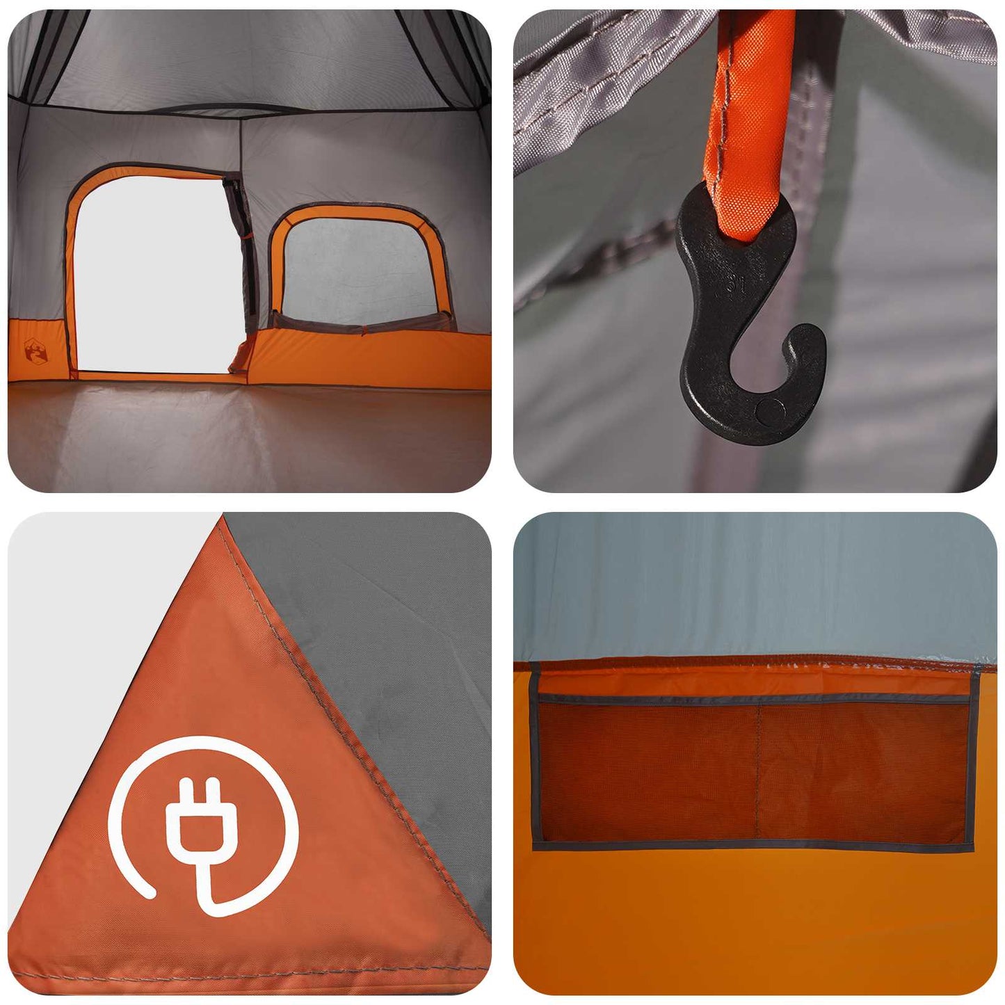 Instant Tent Grey and Orange 340 x 280 x 190 cm
