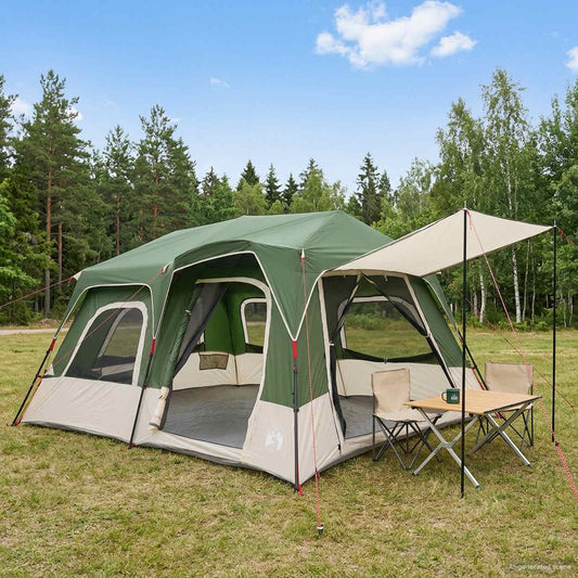 Instant Tent Green 8-Person 185T Polyester with PU Coating