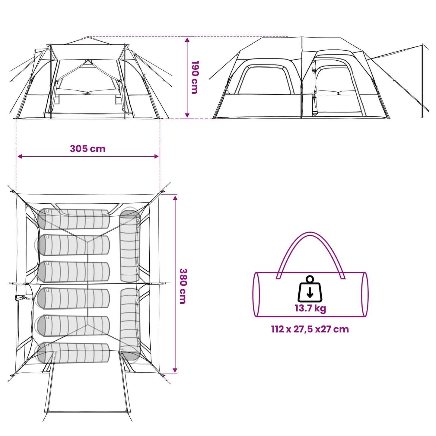 Instant Tent Grey and Orange 8-Person