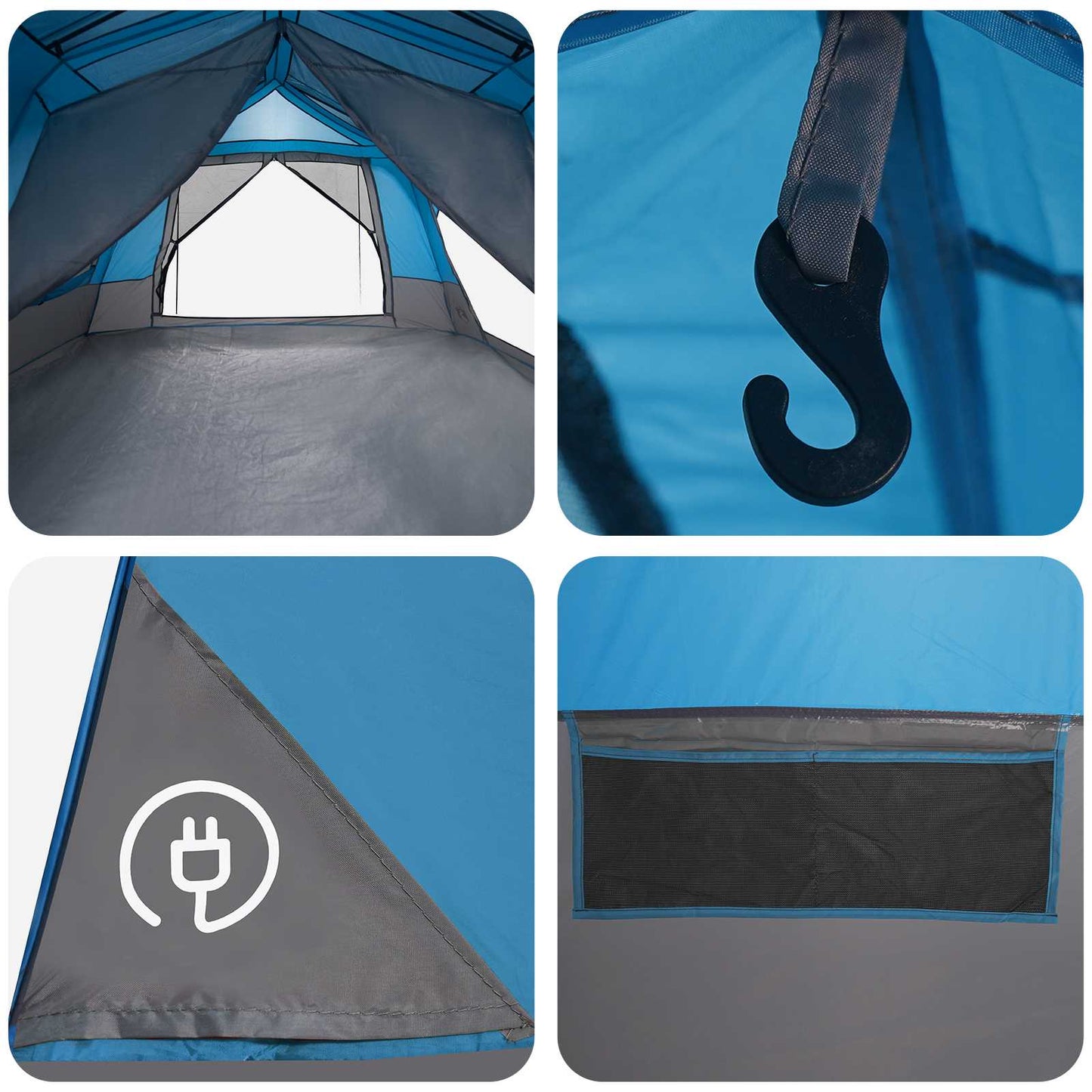 Instant Tent 10-Person Blue 185T Polyester with PU Coating