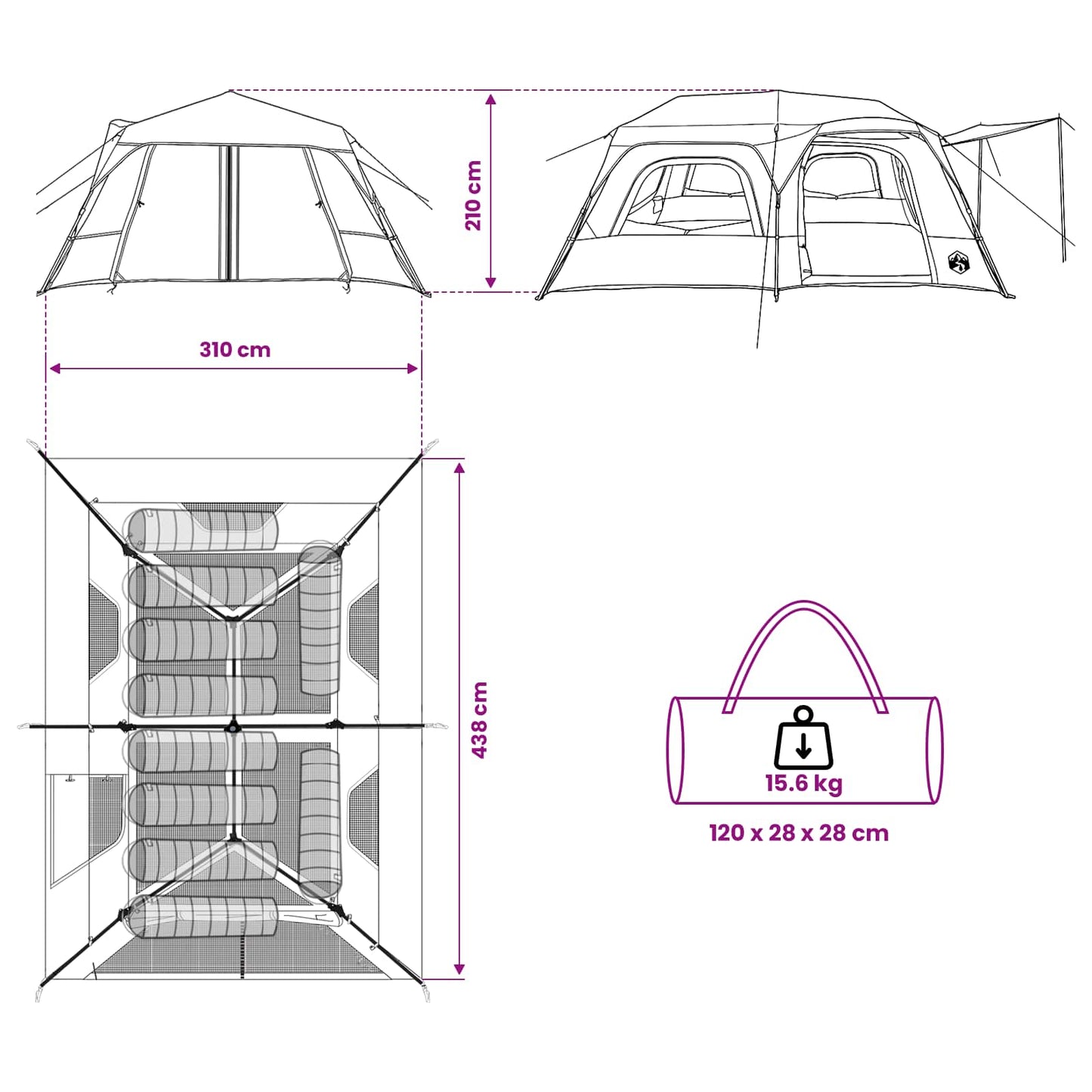 Instant Tent Grey and Orange 10-Person